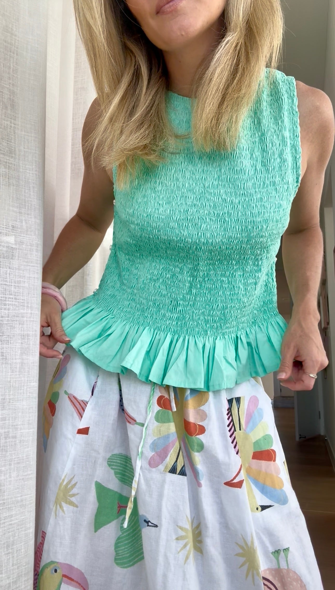 Alma Shirred Top - Mint