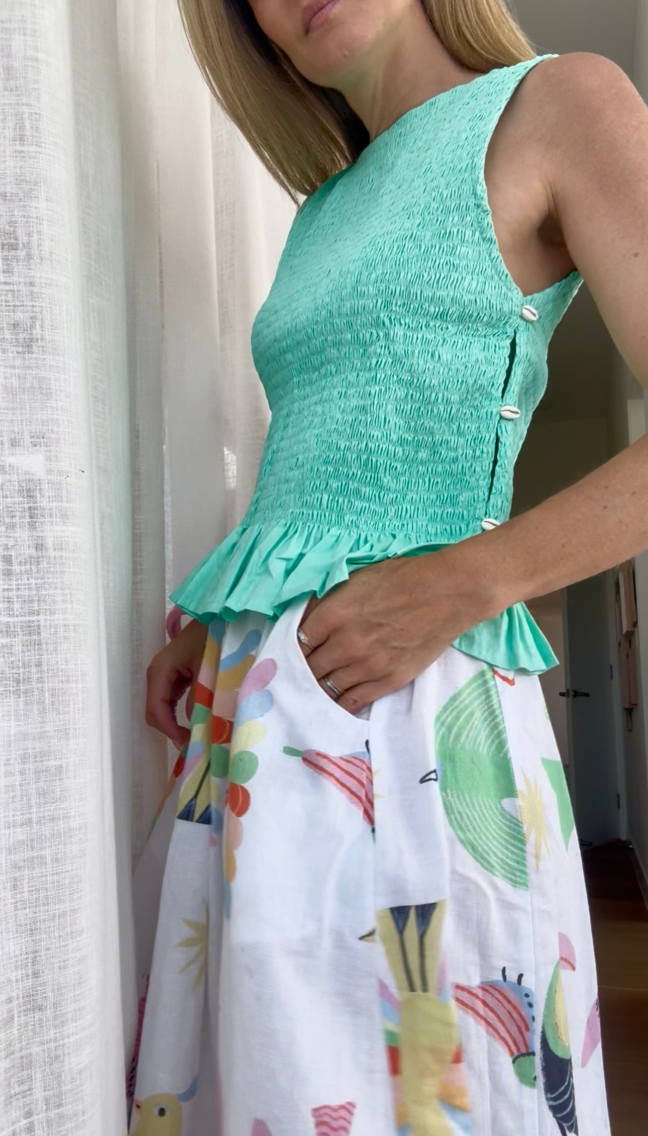 Alma Shirred Top - Mint