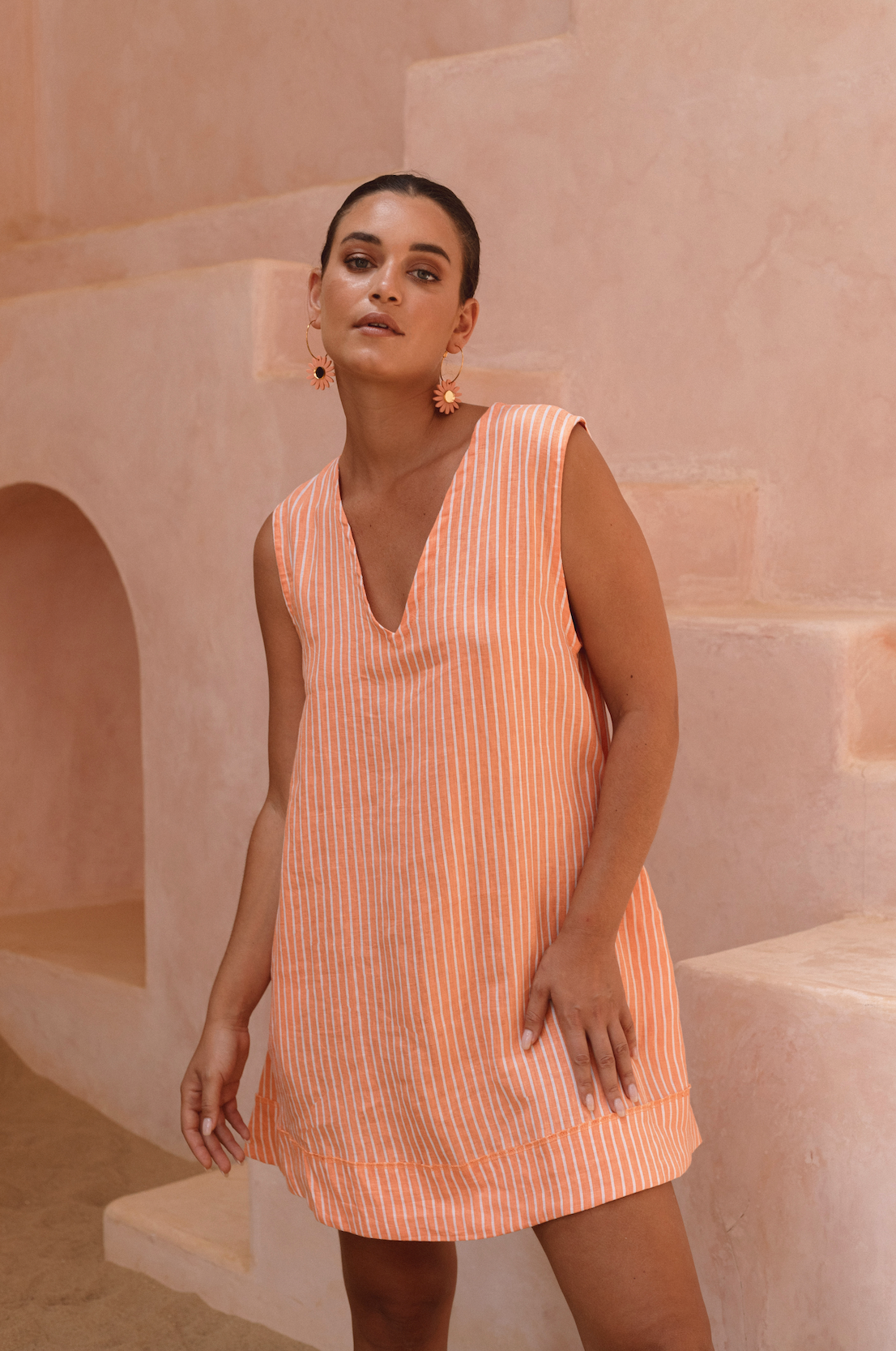 Bailey Dress - Orange Stripe