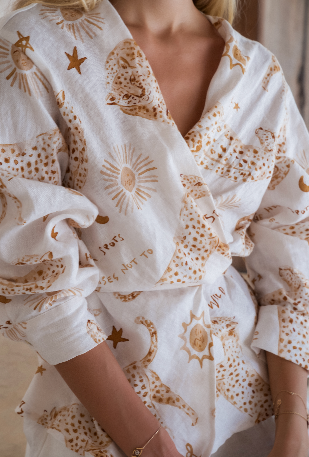 Nova Wrap Top - Printed Linen