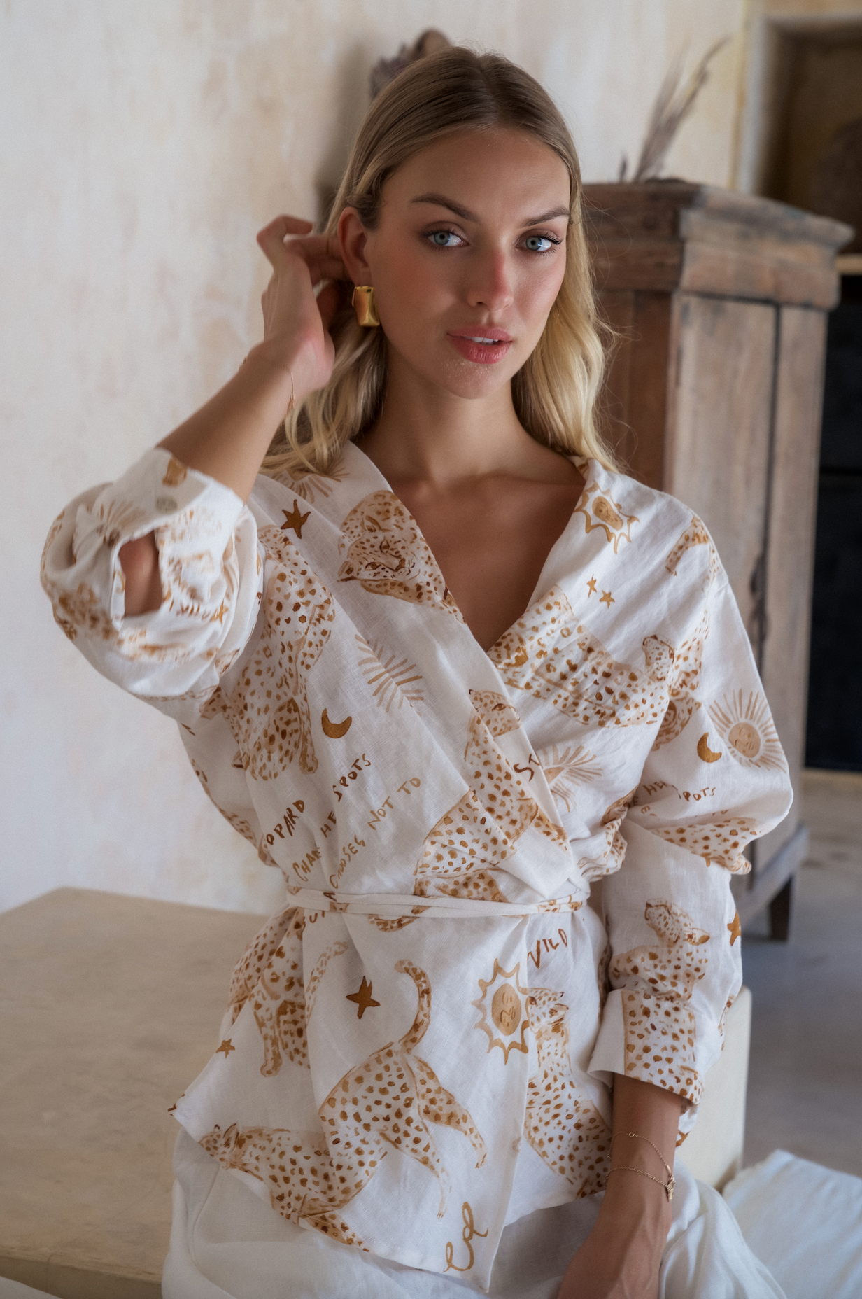 Nova Wrap Top - Printed Linen