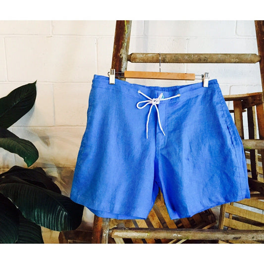 SALE Linen Walk Shorts - Blue