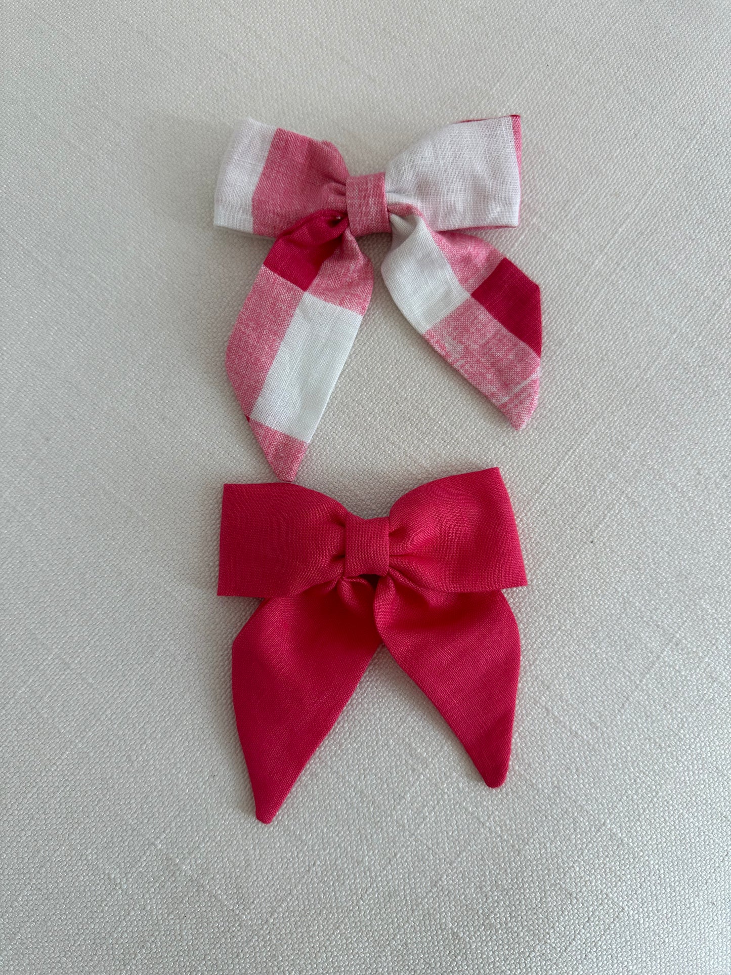 Girls Linen Bow Hair Clip - Large