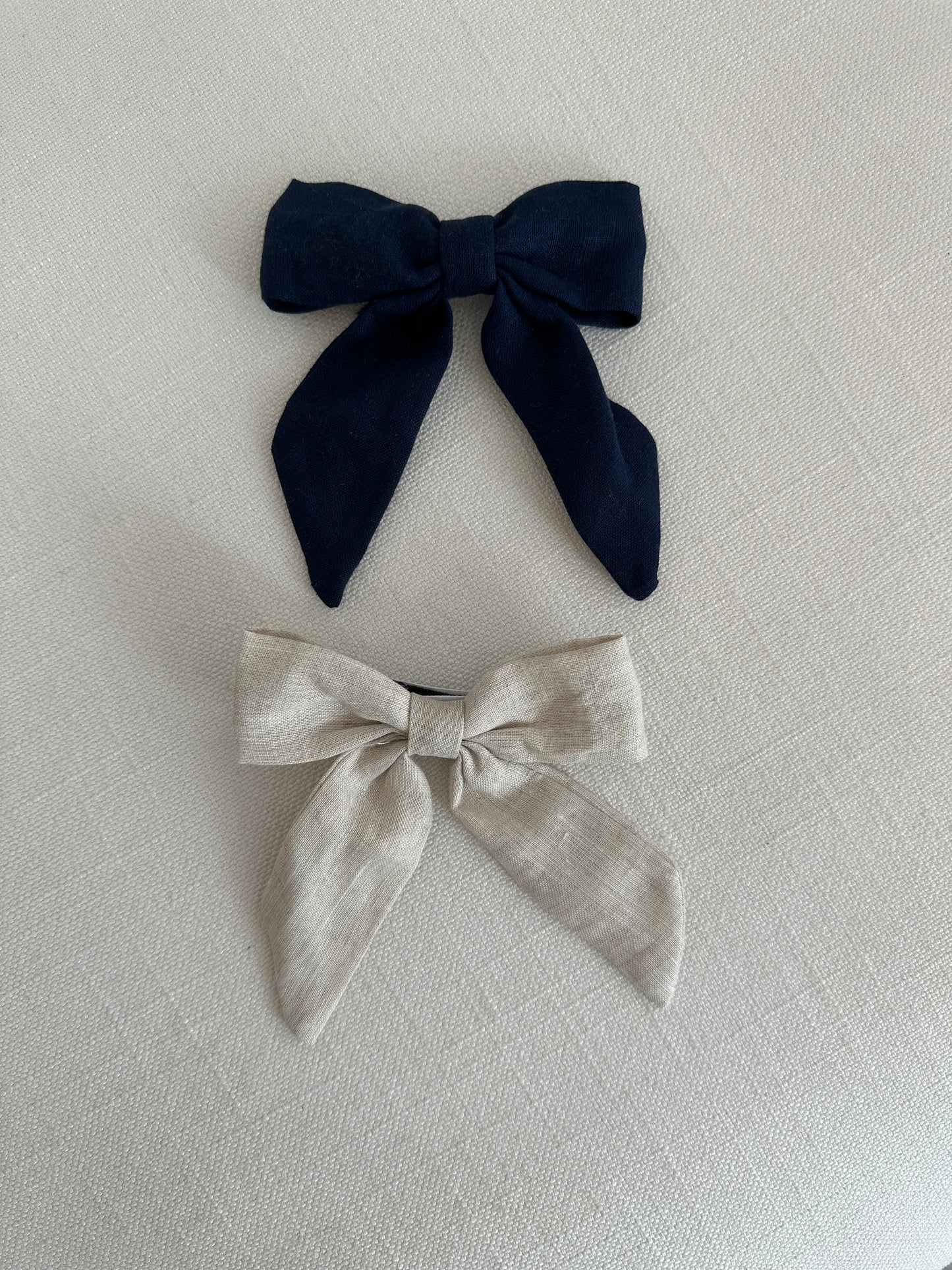 Girls Linen Bow Hair Clip - Large