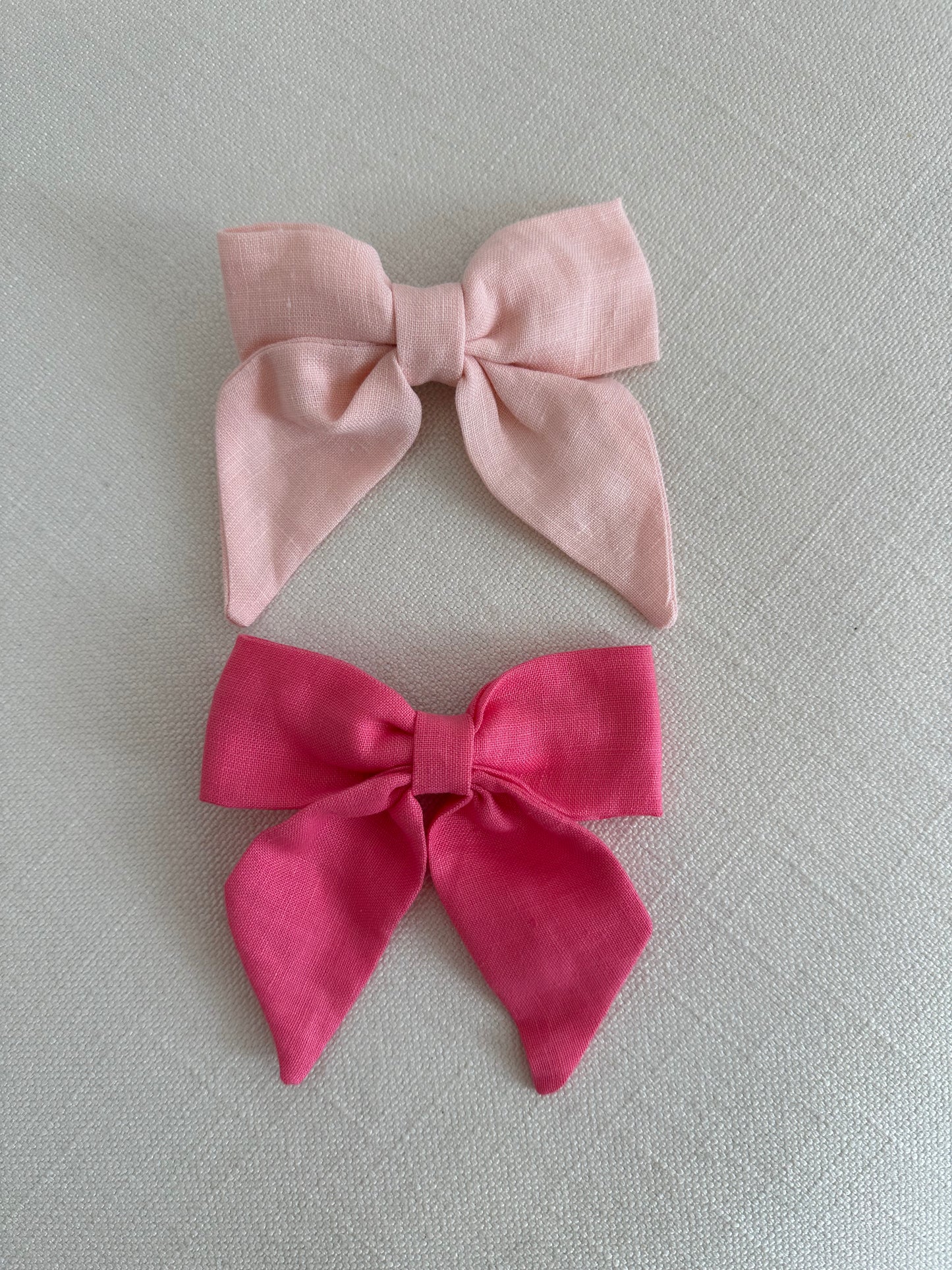 Girls Linen Bow Hair Clip - Large