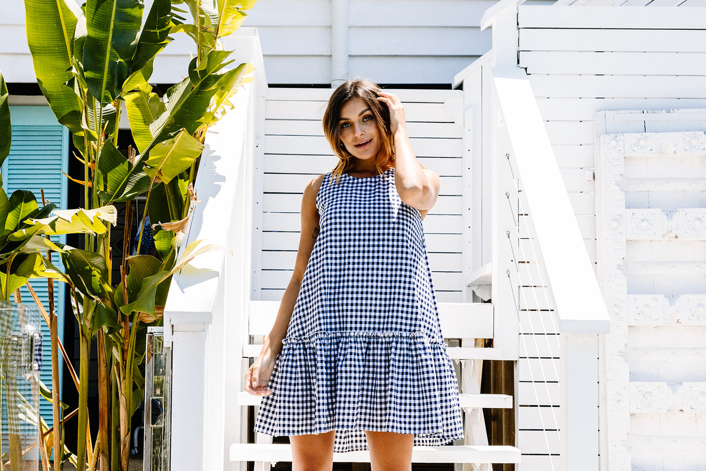 Annie Dress - Navy Gingham