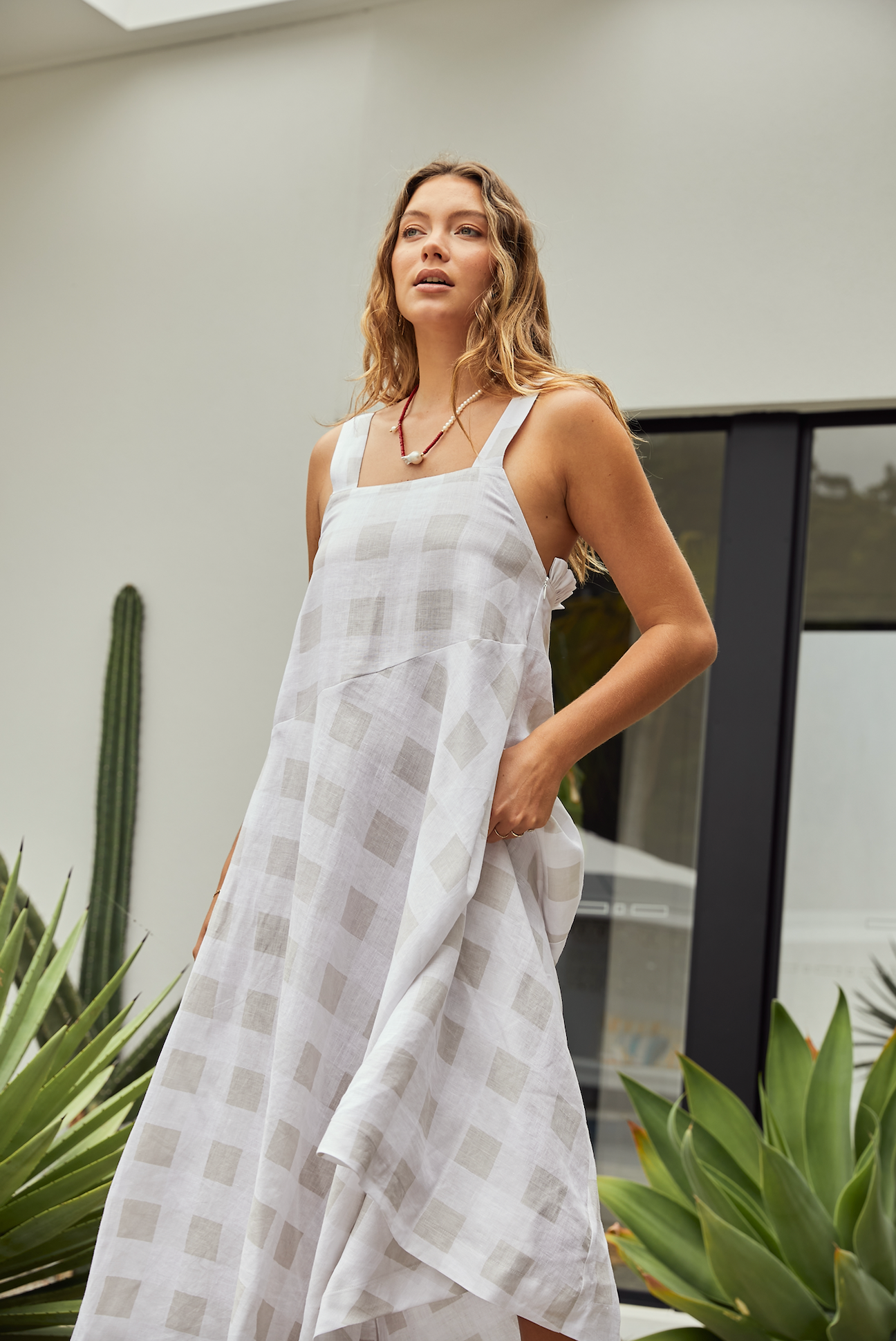 Susie Maxi Dress - Sand Check
