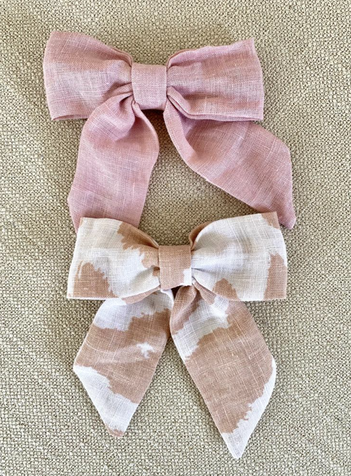 Girls Linen Bow Hair Clip - Large