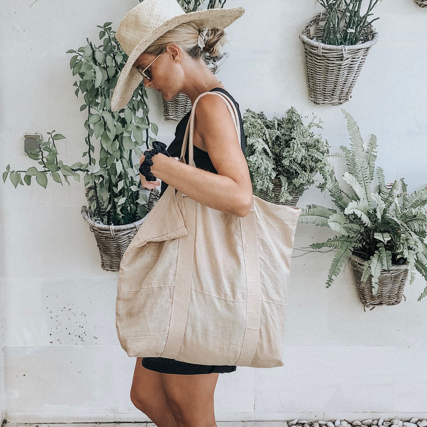 SALE Linen Beach Bag