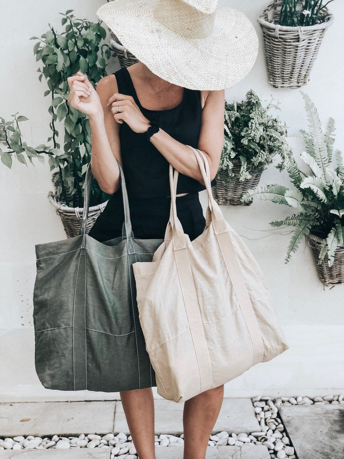 SALE Linen Beach Bag