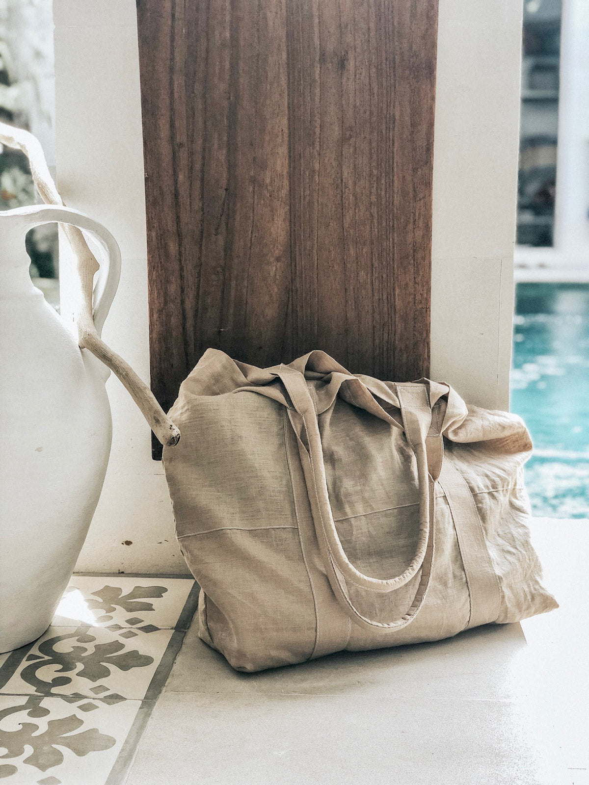 SALE Linen Beach Bag