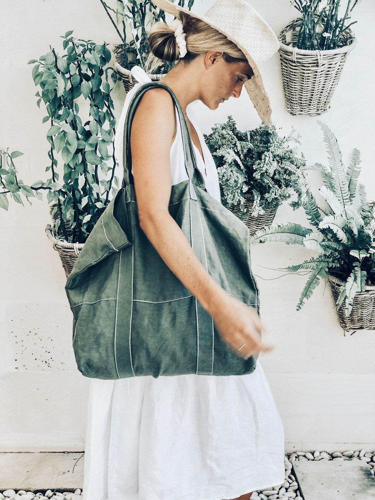 SALE Linen Beach Bag