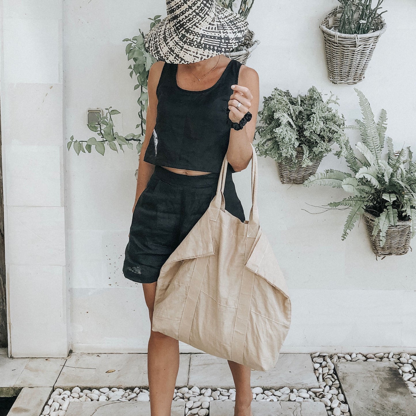 SALE Linen Beach Bag