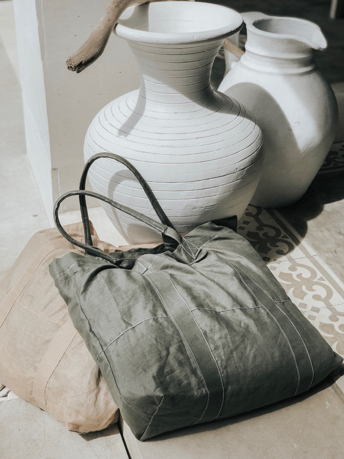 SALE Linen Beach Bag