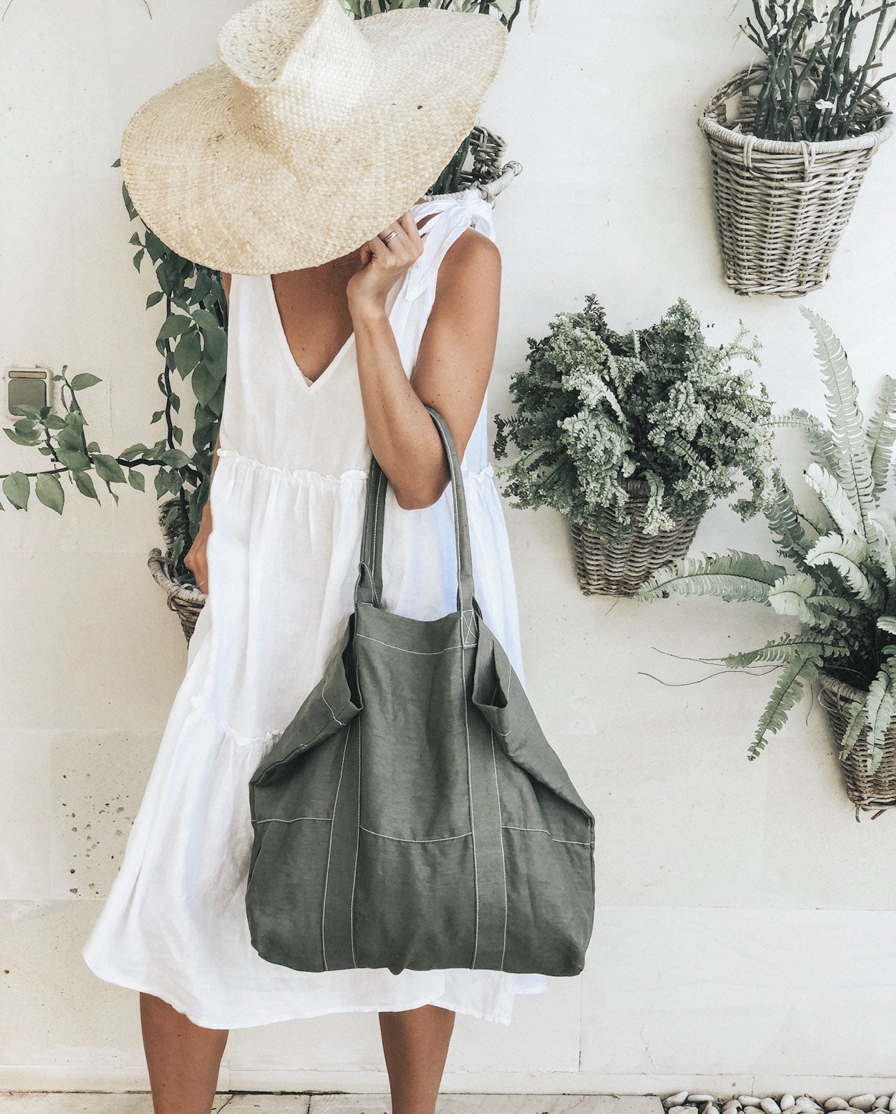 SALE Linen Beach Bag
