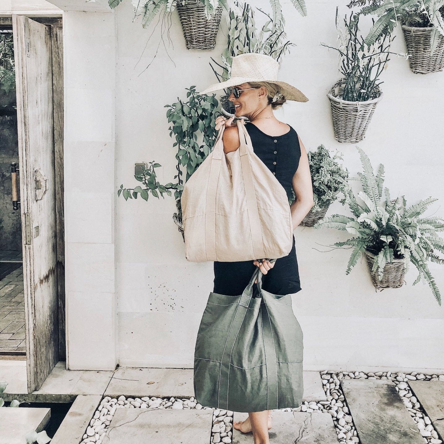 SALE Linen Beach Bag