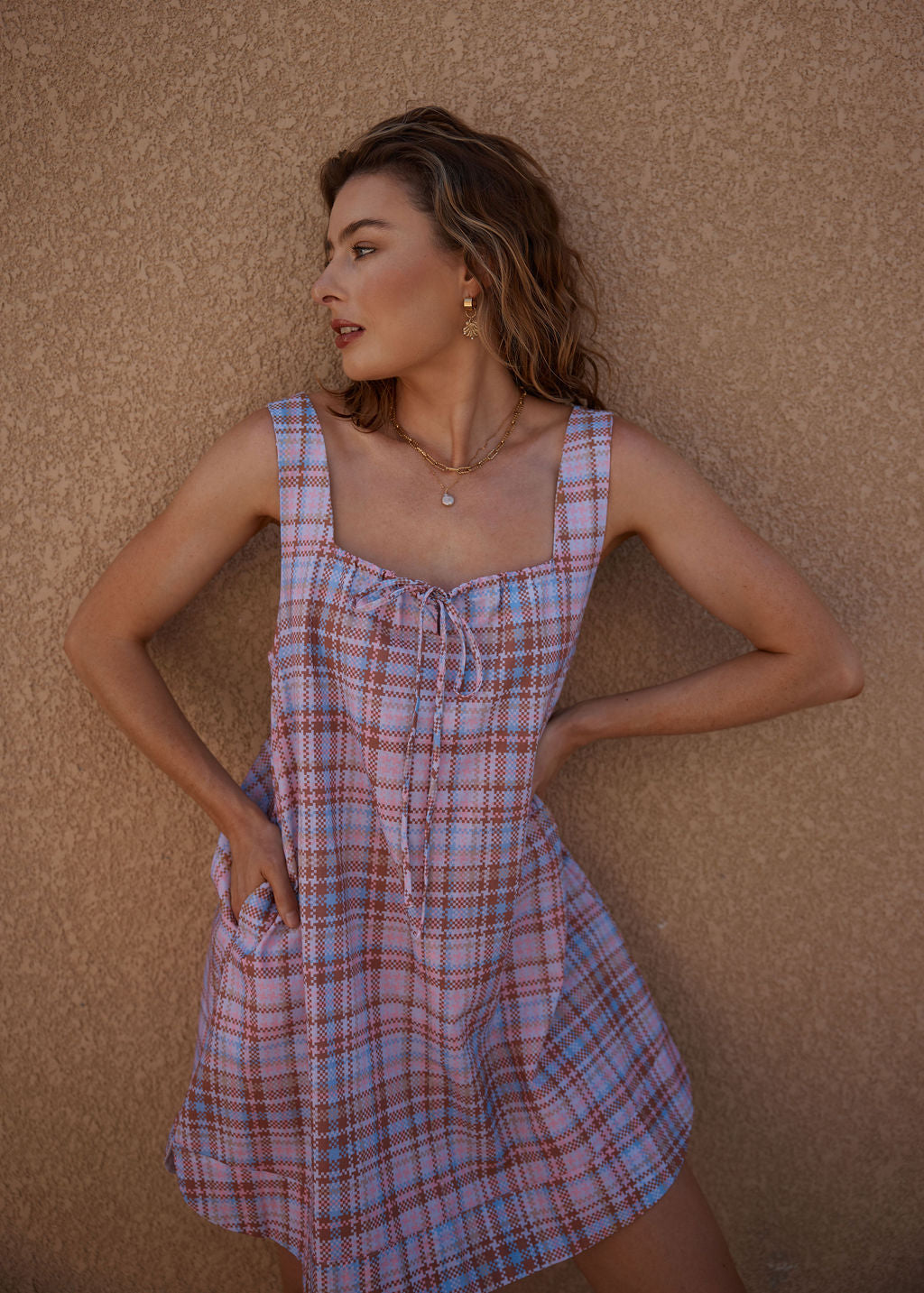 Noosa Dress - Static Plaid
