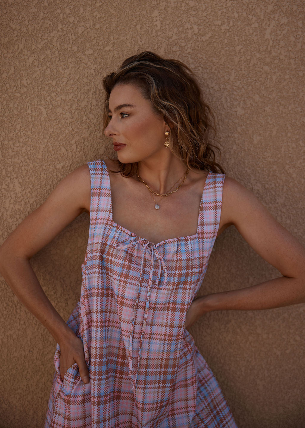 Noosa Dress - Static Plaid