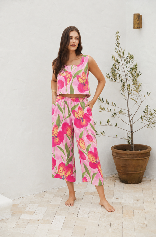 Puglia Pants Printed Linen - Wholesale