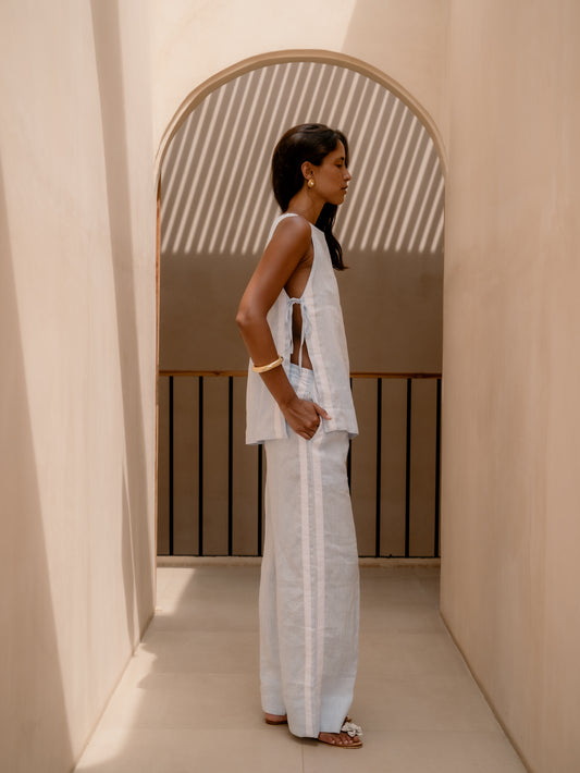 Siemma Top - Linen with Stripe