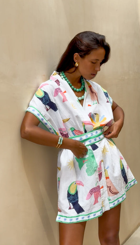 Marigold Kimono Dress Printed Linen - Wholesale