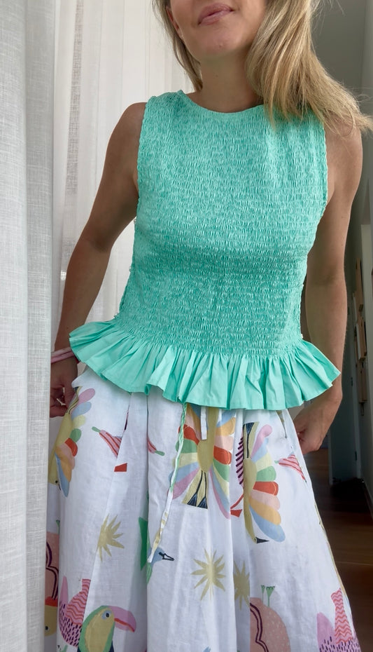 Alma Shirred Top - Mint