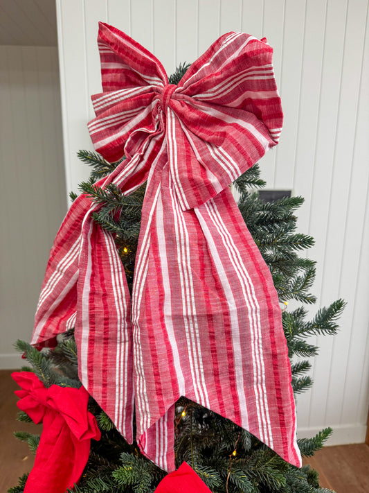 Large Christmas Bow - Red & White Stripe