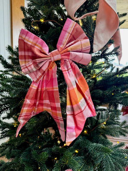 Medium Christmas Bows (3 pack) - Pink Plaid