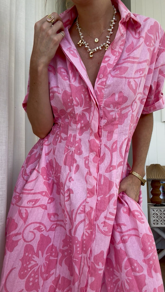 Verity Dress - Pink Hibiscus