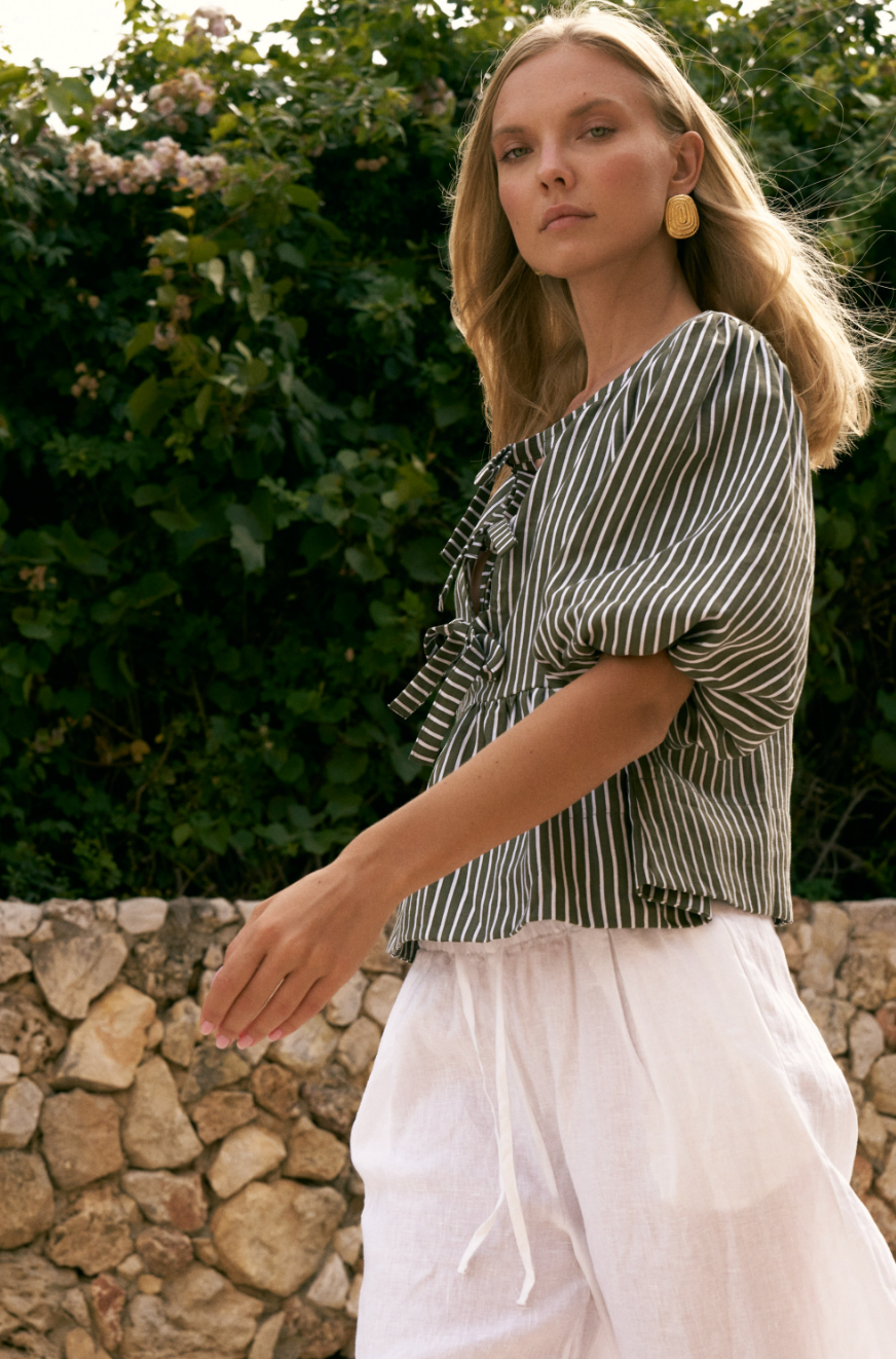 Pia Top - Olive Stripe