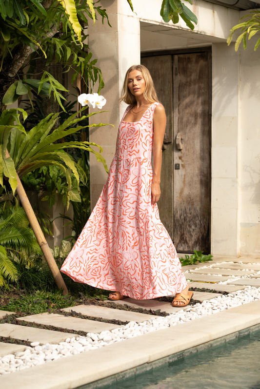 Tulum Dress Printed Linen - Wholesale