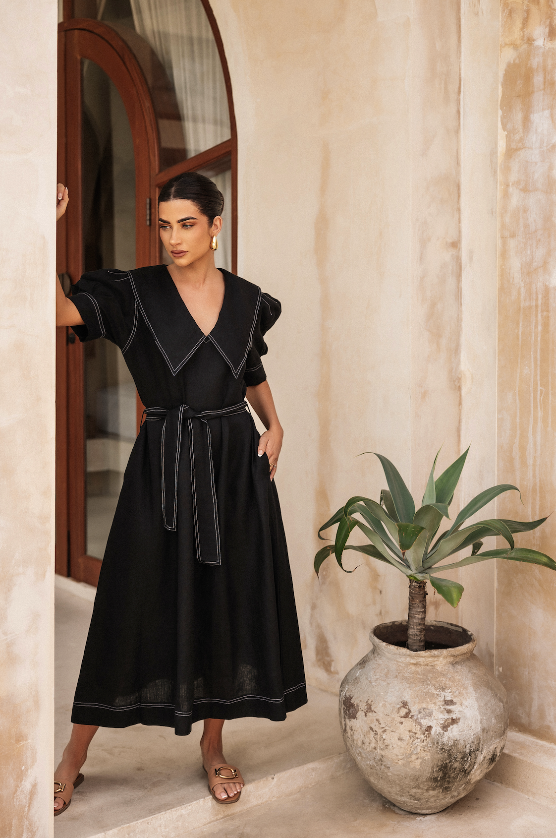 Camilla Dress by LJCDESIGNS, Statement Peter Pan Collar, Midi Length – LJC  DESIGNS