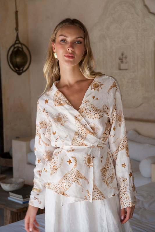 Nova Wrap Top - Printed  Linen