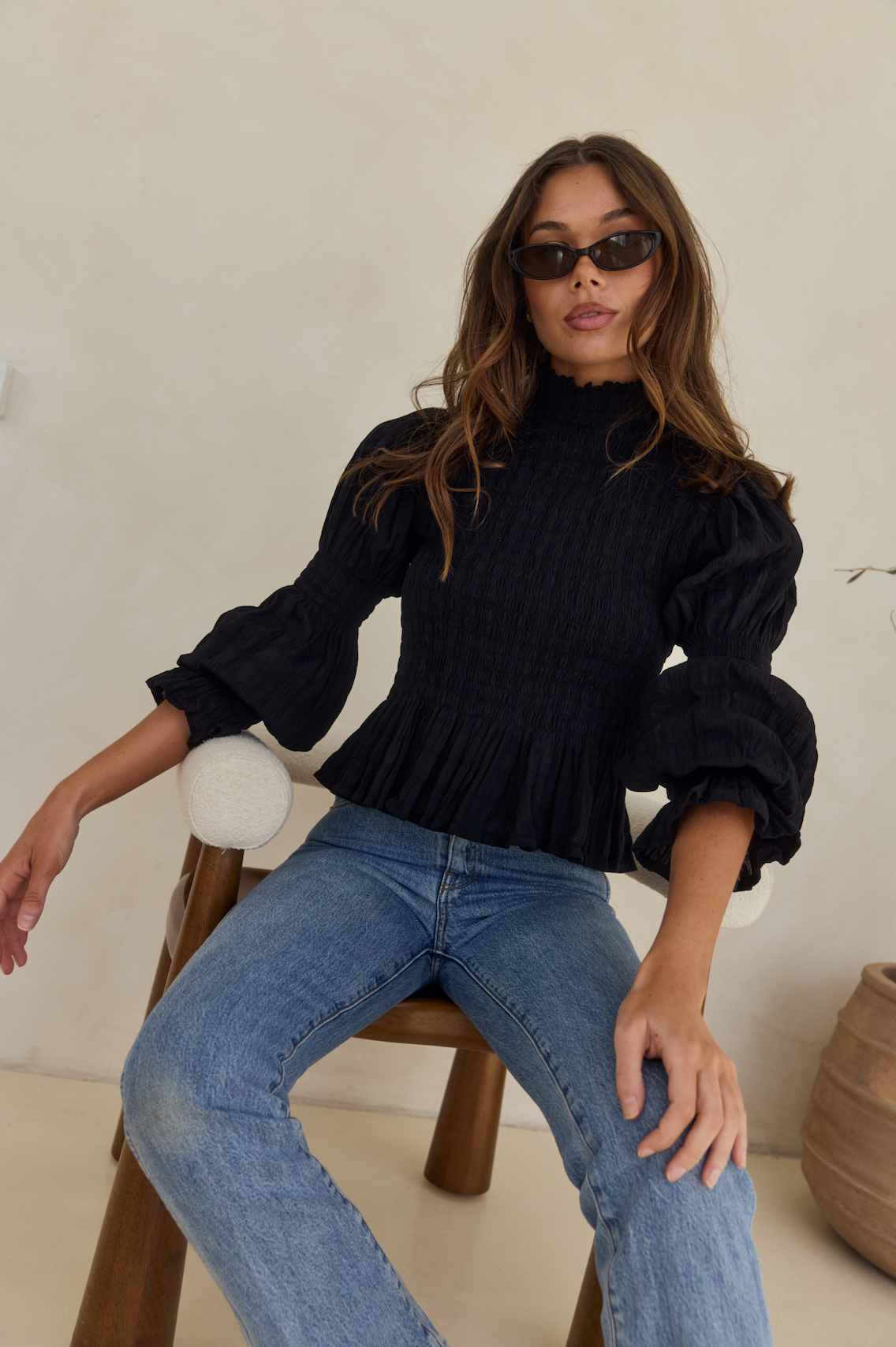 Violet Shirred Top - Cotton