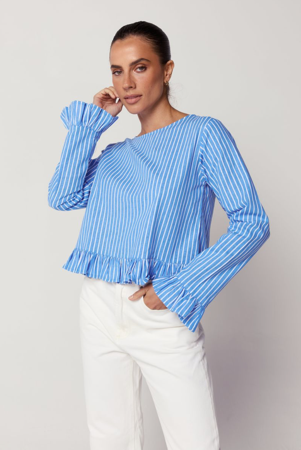 Freddie Top - Striped Linen