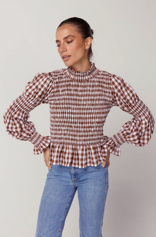 Violet Shirred Top - Cotton