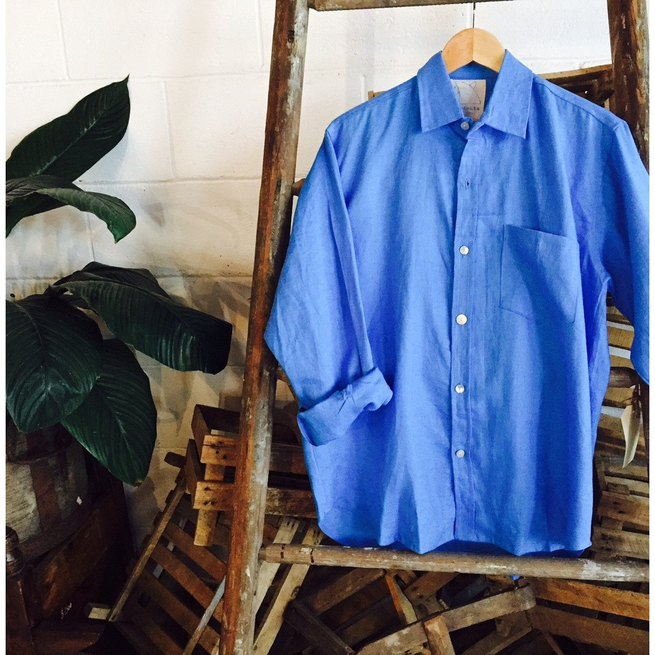 Crandokta Linen Long Sleeved Shirt - Pale Blue