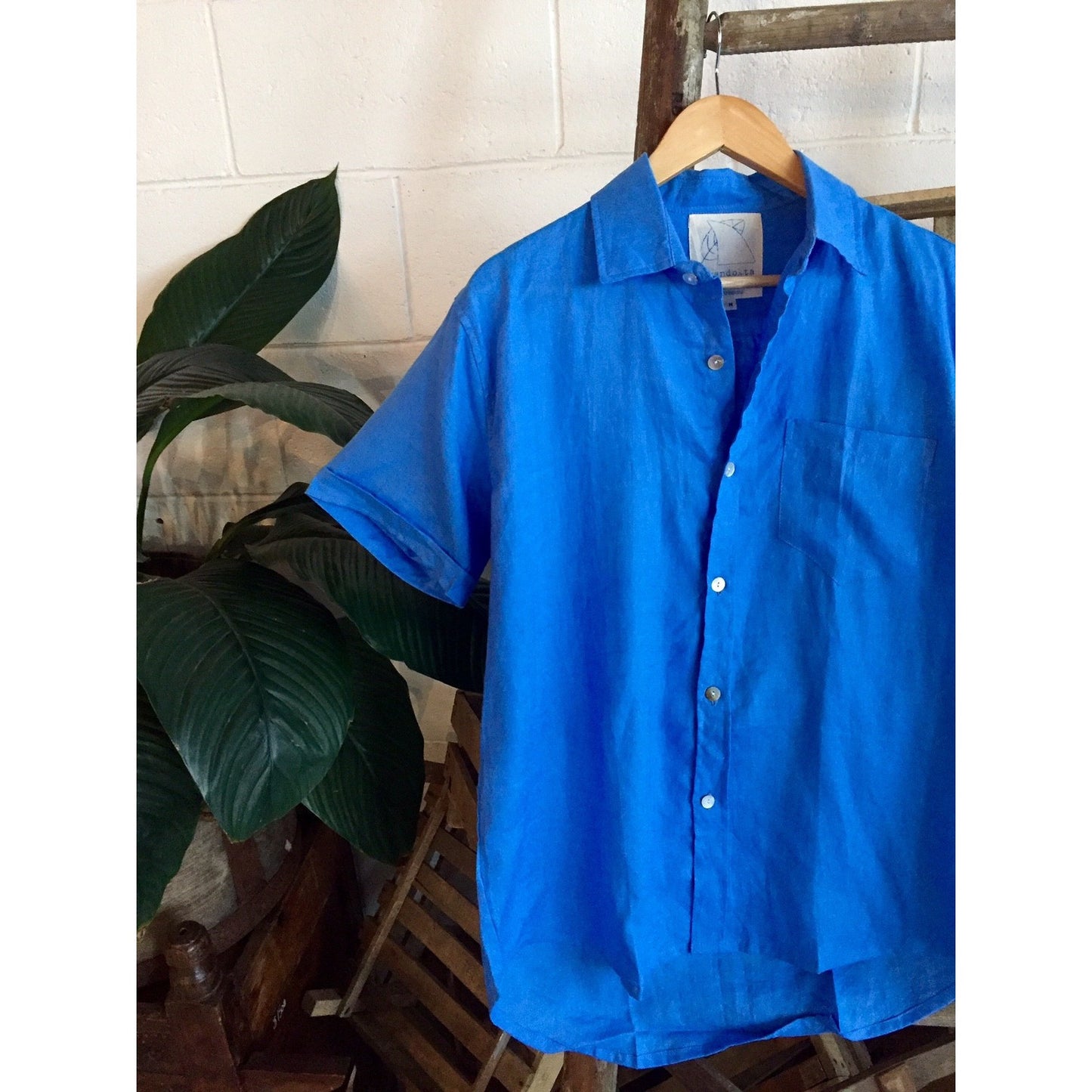Crandokta Linen Short Sleeved Shirt - Ocean Blue