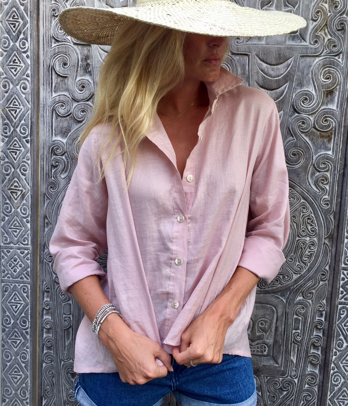 Lizzie Linen Shirt - Dust Pink