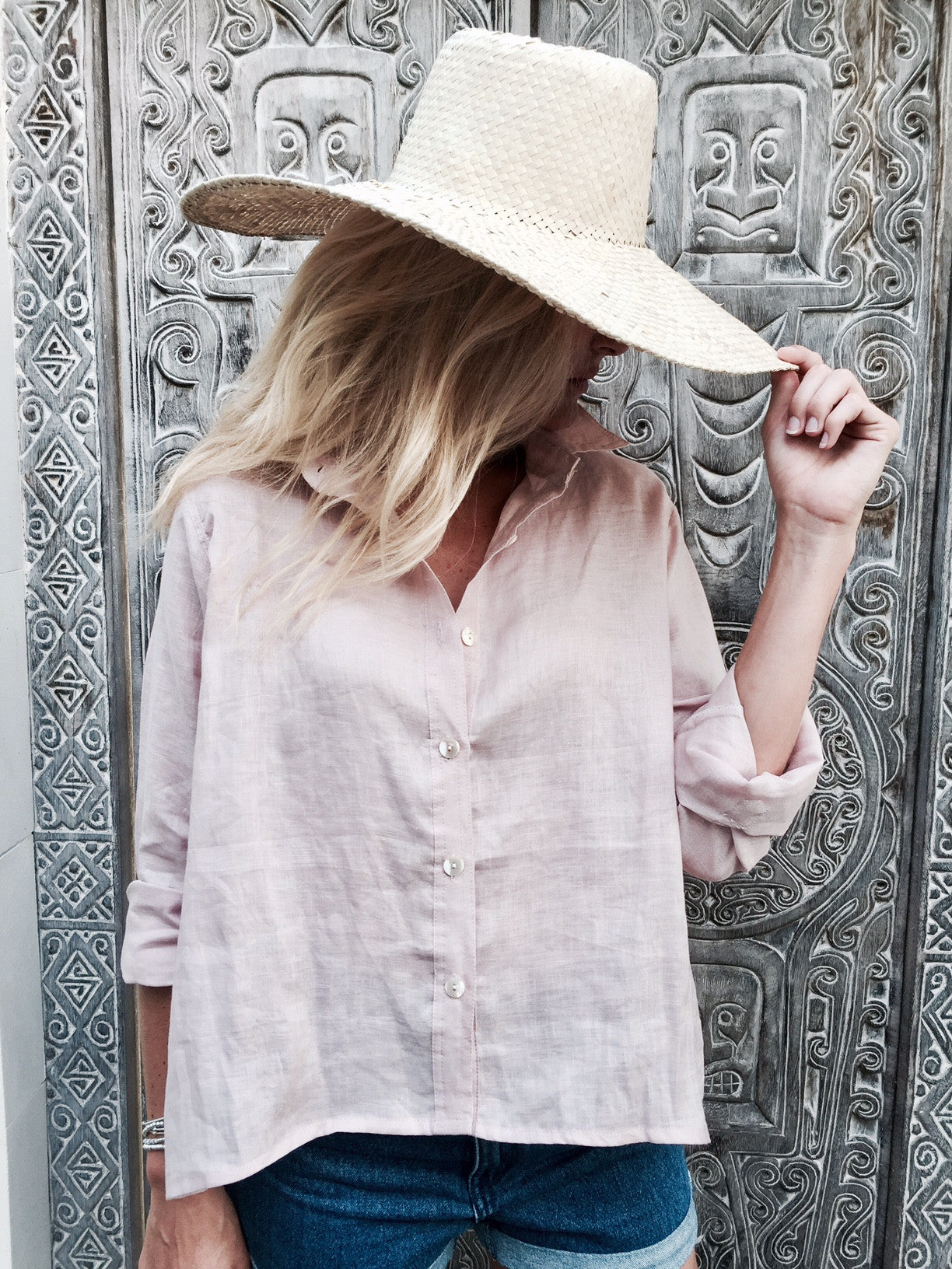 Lizzie Linen Shirt - Dust Pink