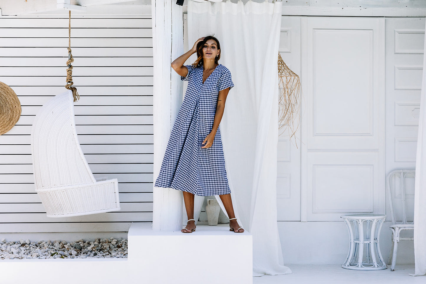 Lulu Dress - Navy Gingham