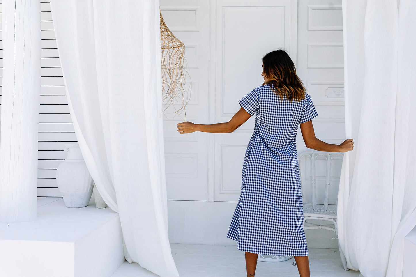 Lulu Dress - Navy Gingham