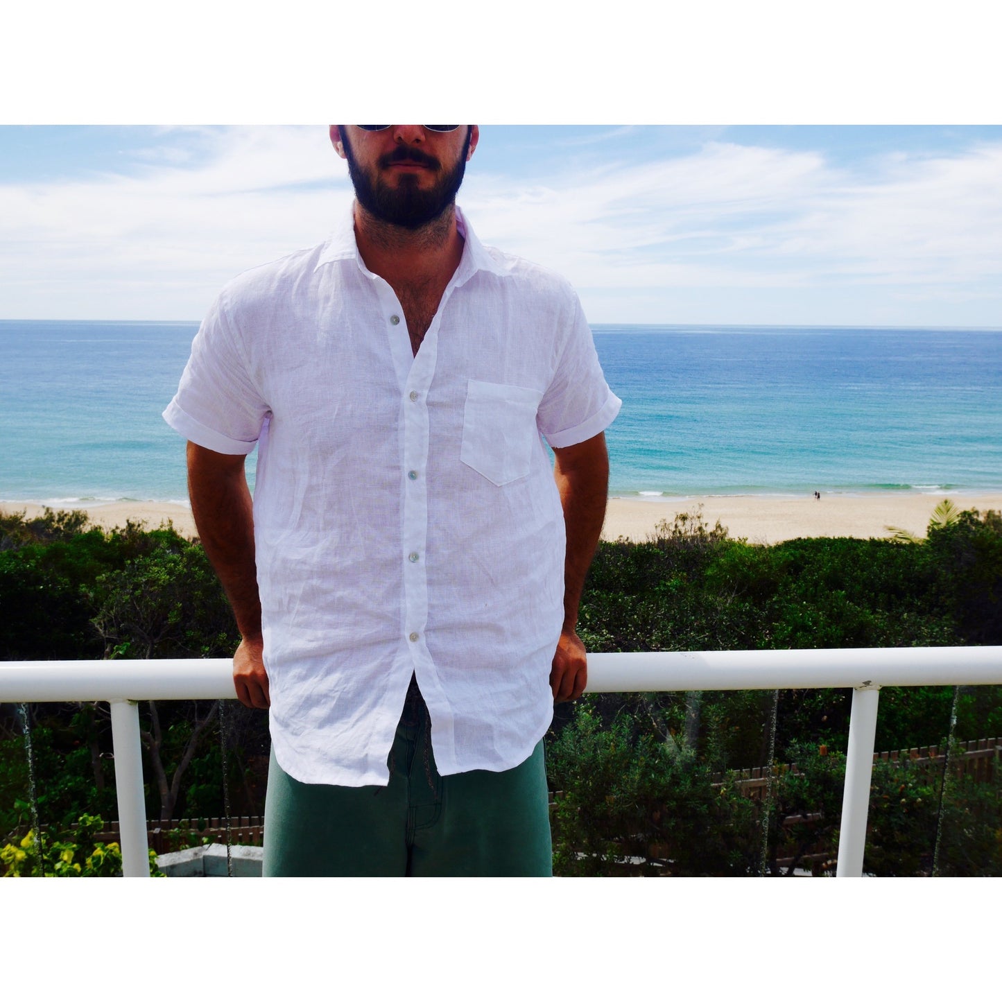 Crandokta Linen Short Sleeved Shirt - White