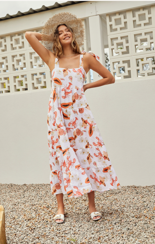 Yoli Dress Printed Linen - Wholesale